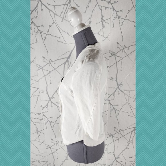 Ou Empereur Ou Rien White Button Front Cropped Blouse - Picture 2 of 4